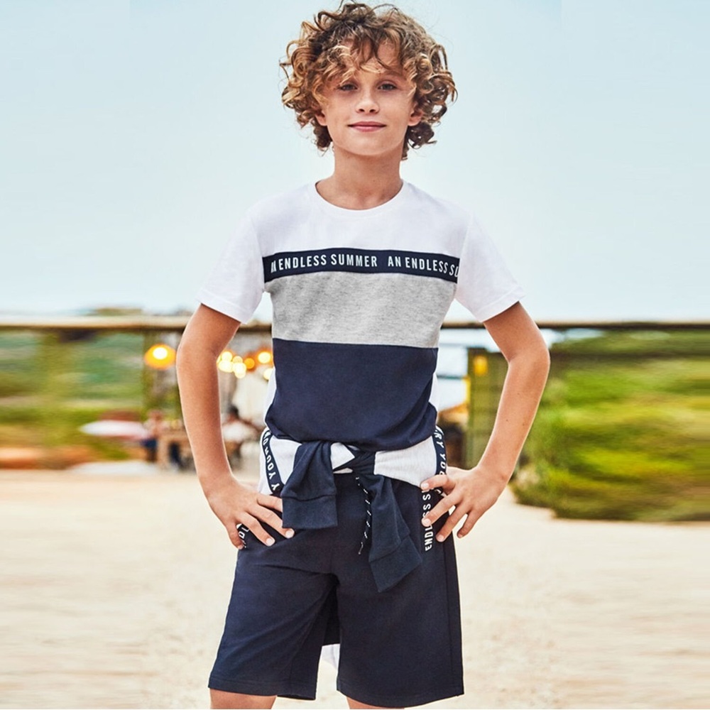 Mayoral Kids Athletic Set in Navy and White
